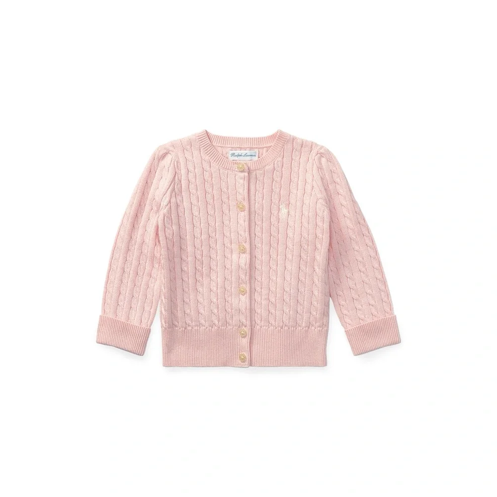 Light Pink Ralph Lauren Mini Cable Cardigan Sweater 12mo